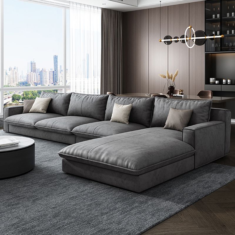 Scandinavian Pillow Back Sectional with Square Arm for Living Room