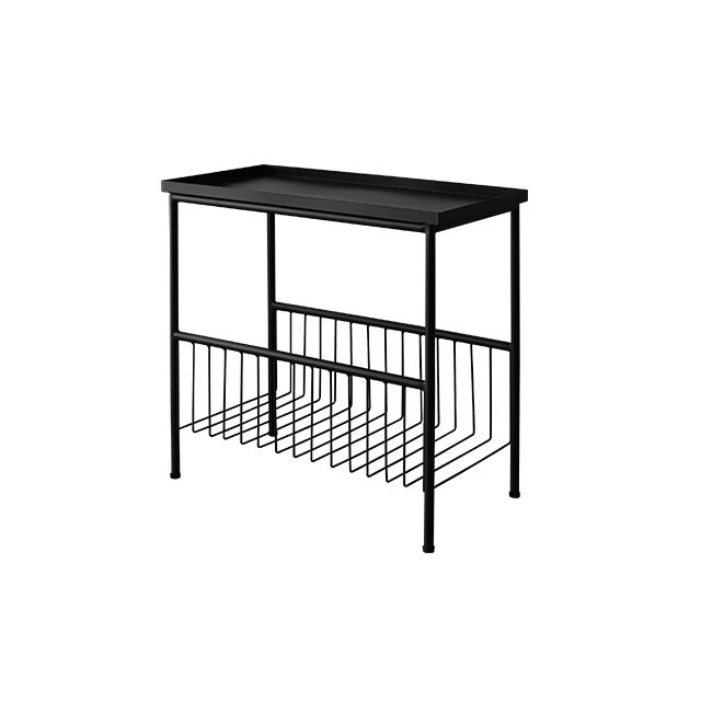 Black/white Modern Style End Table Metal Rectangular Top Side Table with Storage