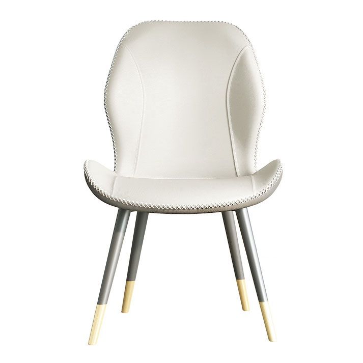 Glam Leather Dining Chair Wingback Side Furniture in Matte Finish for Indoor