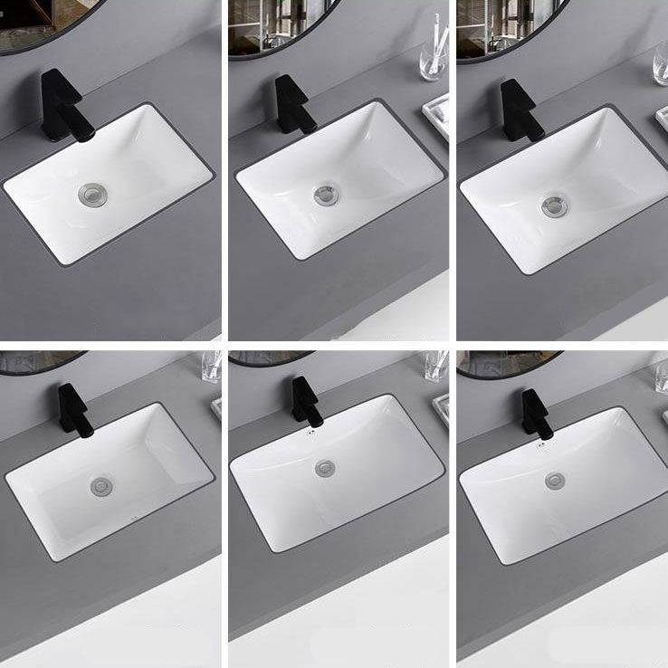 Traditional Undermount Vanity Sink Porcelain Rectangular with Pop-Up Drain Vessel Sink