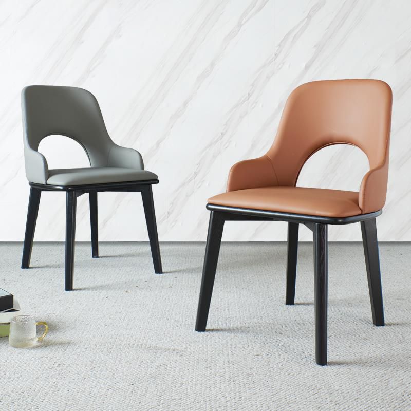 Open Back Home Dining Chair Wooden legs Arm Chair with Upholstered