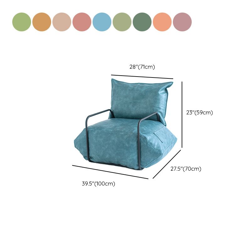 Contemporary Armchair Pillow Back Round Arms with Black Legs Leather Arm Chair