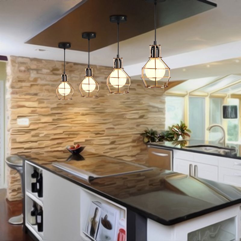 Vetro a sospensione a sospensione in gabbia industriale 1 apparecchi di illuminazione a sospensione