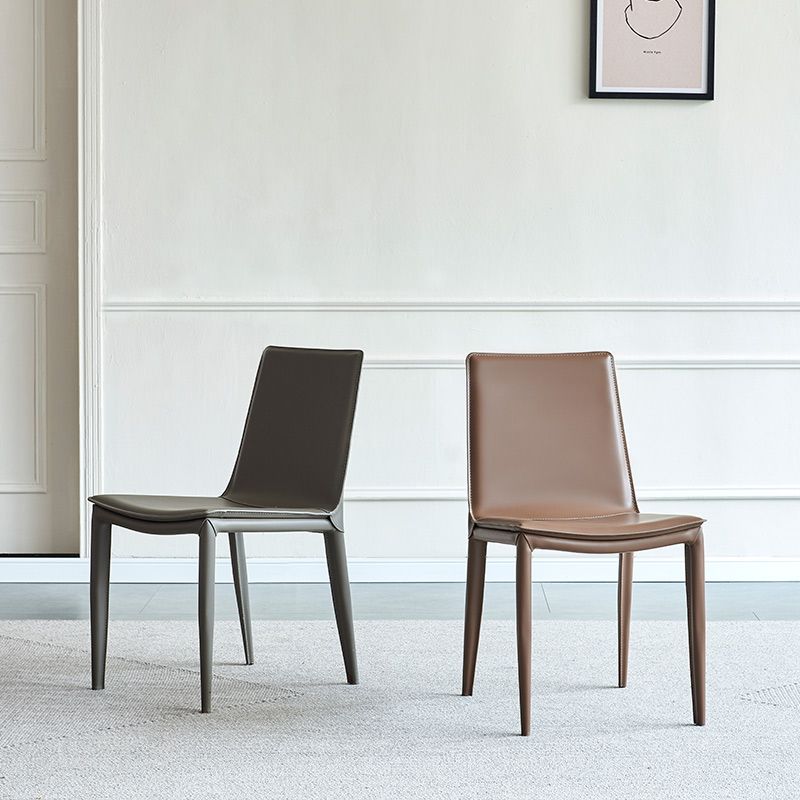 Modern Simple Side Chair Faux Leather Colorful Armless Dining Chair for Home Use