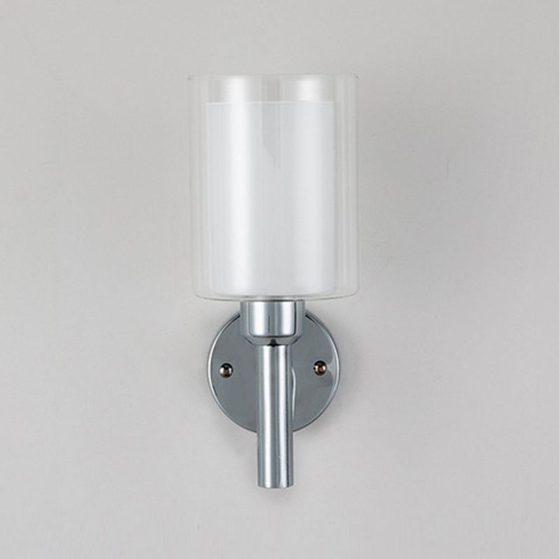 Modern Vanity Lighting Cylinder Wall Light Fixture with Glass for Bathroom