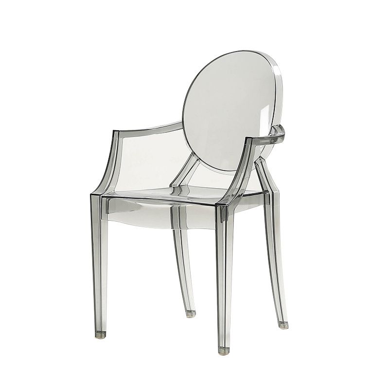 Sillón de plástico contemporáneo para restaurante, silla de comedor transparente con respaldo abierto (juego de 4)