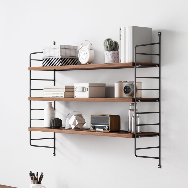 Engineered Wood Bookcase Floating Industrial Closed Back Bookshelf