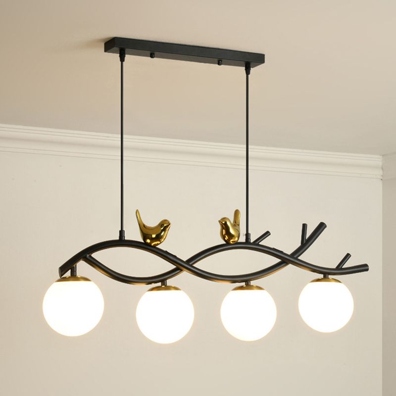 Industrial Kitchen Island Lighting Black Globe Shaded Ceiling Light for Home