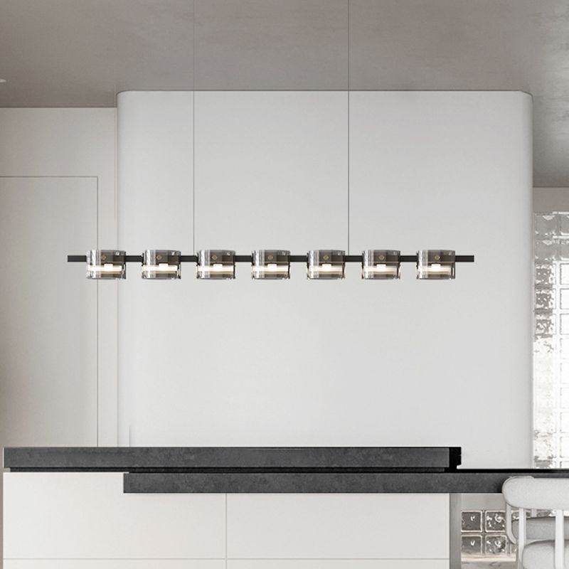 Hanging Lamp Modern Island Chandelier Lights in Black Finish for Dining Room