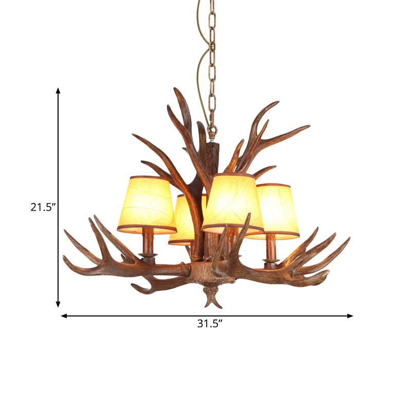Rustic Cone Hanging Pendant 4/6/8-Light Resin Ceiling Chandelier in Brown for Living Room