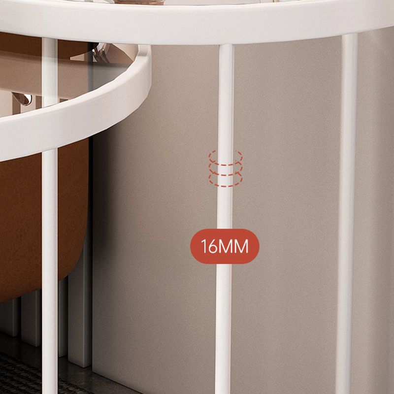 Minimalistic Coffee Table Round Glass Top Cocktail Table with Storage