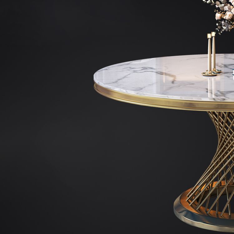 Marble Dining Table Single Pedestal Base Luxury Style Round Table for Dining Room
