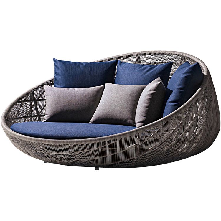 Tropical Patio Daybed Wicker/Rattan UV Resistant With Cushions Fabric