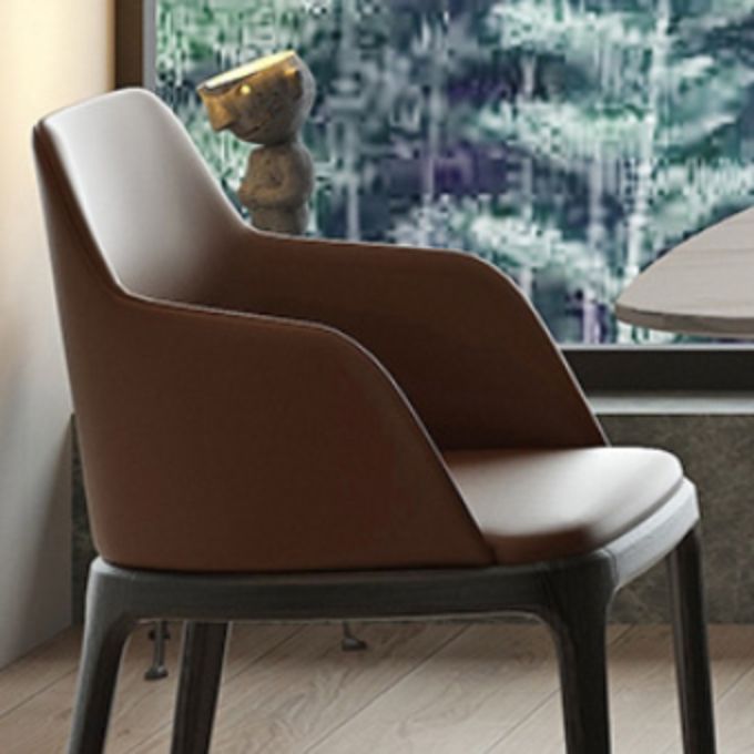 Contemporary Kitchen Dining Chairs Upholstered Chairs with Solid Wood Base