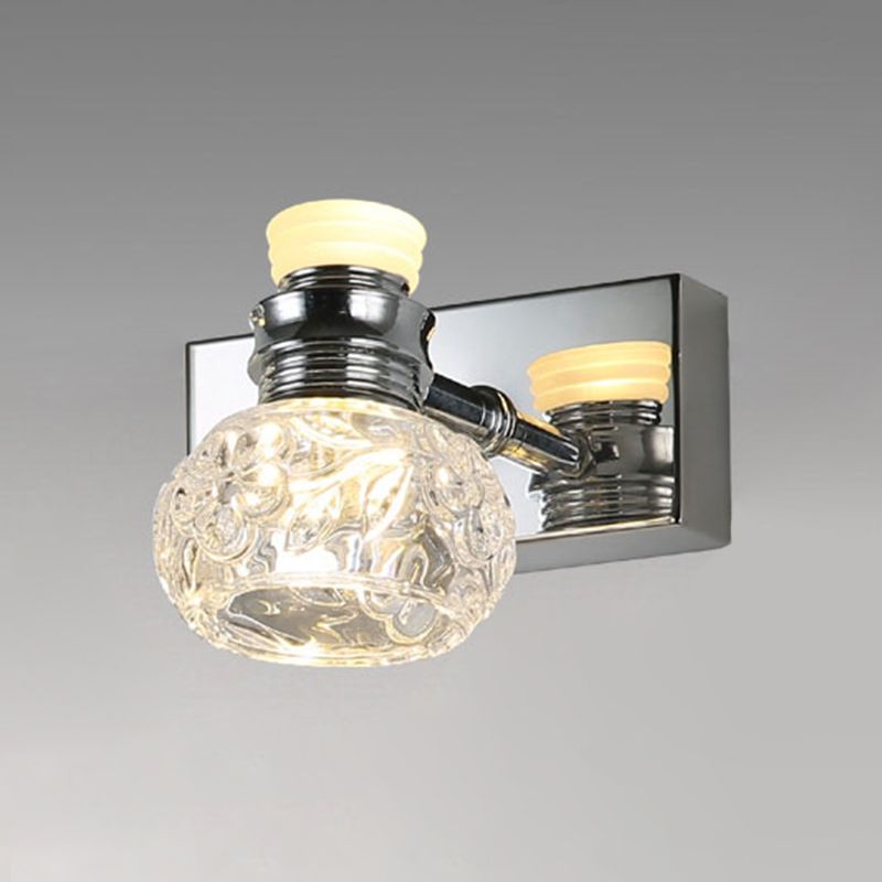 Round Bathroom Wall Lighting Fixture Crystal Minimalist Wall Mounted Lighting in Clear