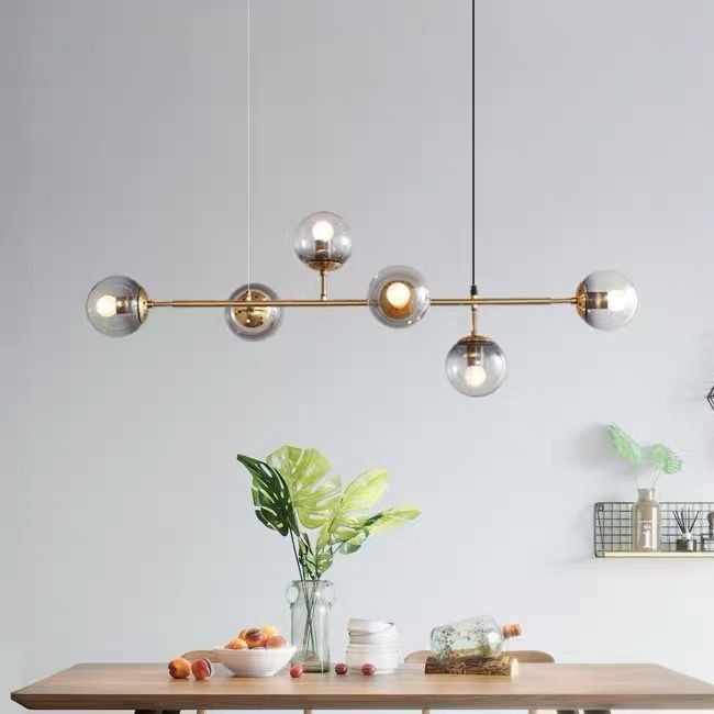 Lampada appesa sferica Stile semplicità Stile di vetro Isola lampadario Luce per sala da pranzo