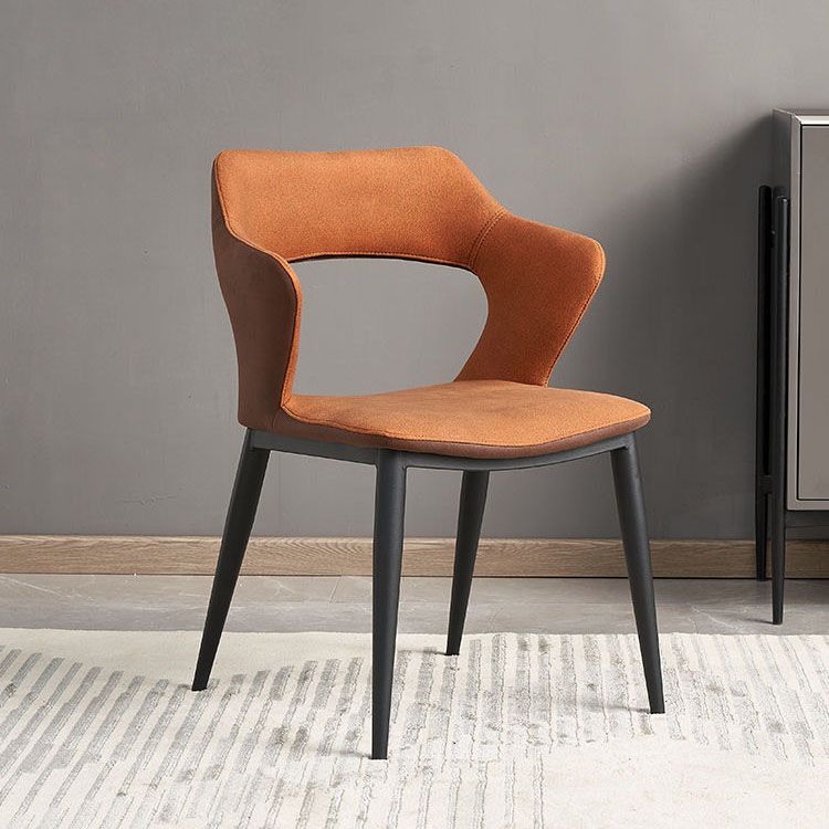 Sillas de comedor con respaldo abierto, sillones de comedor tapizados con patas de metal (juego de 2)