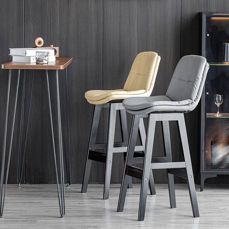 Modern Armless Backrest Counter Stool Wood Milk Tea Shop Bar Stool with Leather Cushion