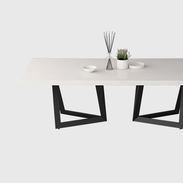 Metal and Wood Table Mid-Century Modern Style Family Rectangular Dining Table