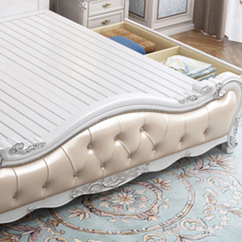 Modern Storage Wood Bed Button-tufted Bed Frame with Headboard