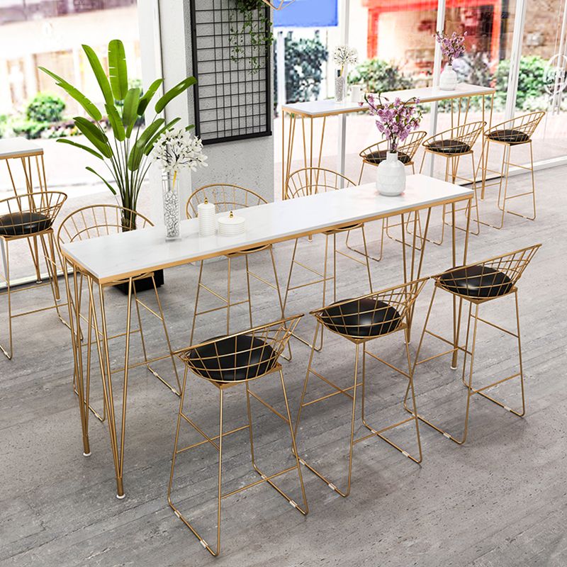 Glam 1/2/4/7 Pieces Bar Table Set Rectangle Wood Counter Table with High Stools