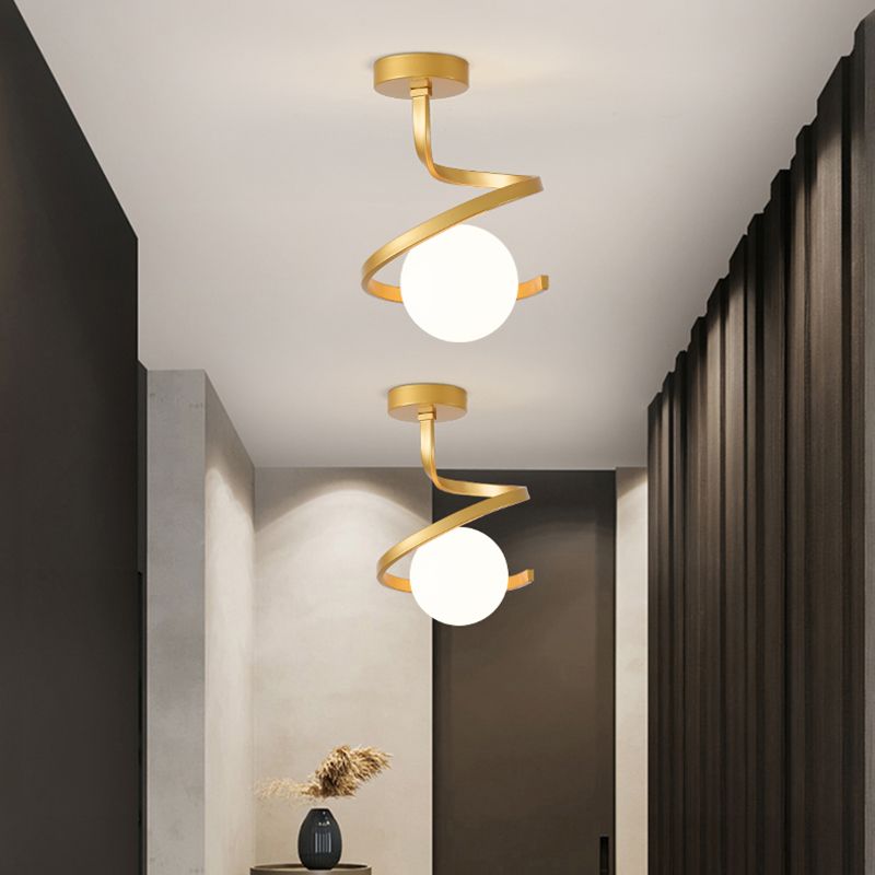 Spherical Ceiling Mount Light 1-Light Modern Round with Glass Shade for Aisle
