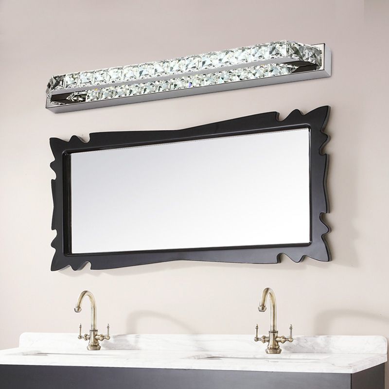 Vanité de salle de bain linéaire lumière claire / champagne Crystal 16 "/ 22" L LED mural contemporain LED en lumière chaude / blanche
