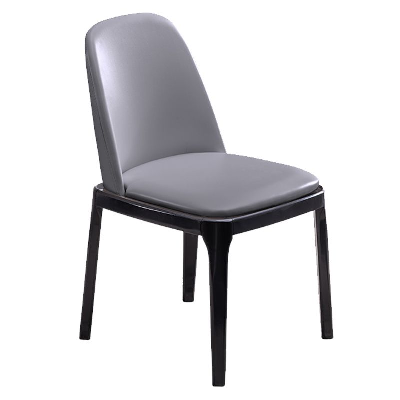 Modern Style Side Chair Leather Indoor Dining Chair with Wooden Legs