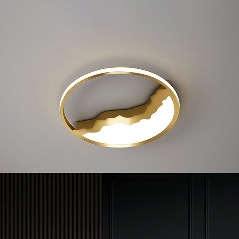 Geometric Flush Mount Light Modern Acrylic LED Brass Flushmount Lighting, 12.5"/16.5"/20.5" Width