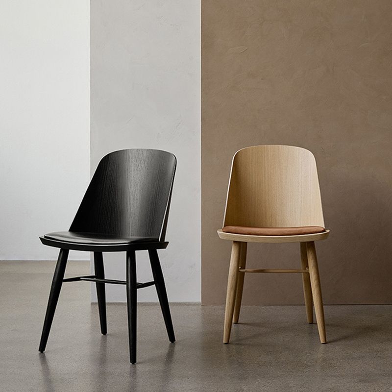 Glam Style Dining Chair Solid Wood Dining Room Side Chair with Wood Legs