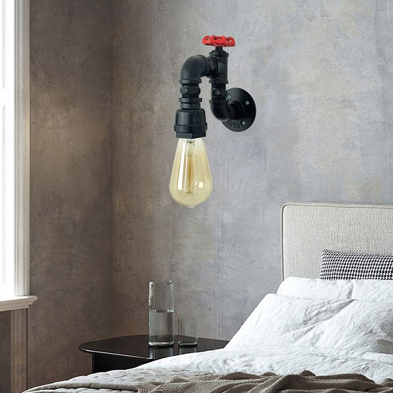 Industrial Wall Sconce Pipe Shape Wall Light with Metal Shade for Living Room