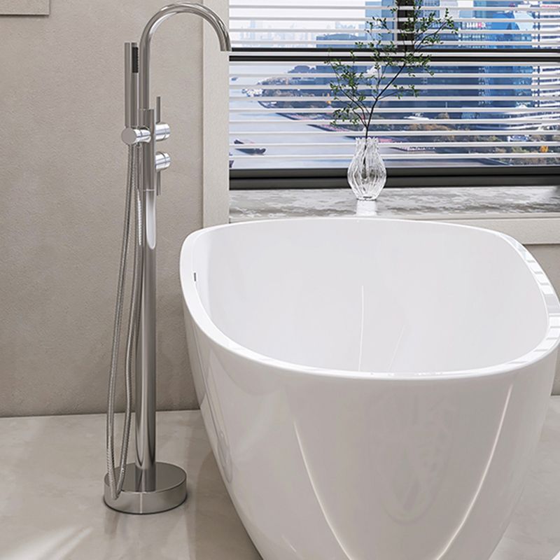 Oval Freestanding Soaking Bathtub Modern Acrylic Bathtub with Drain and Overflow Trim