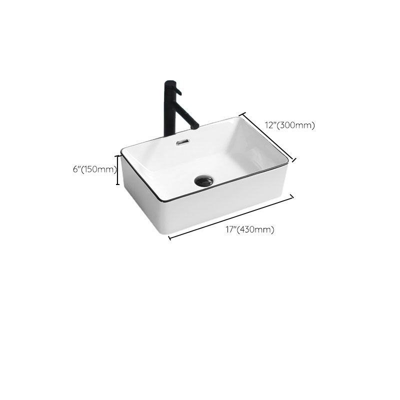 Bathroom Sink Ceramic Black Edging Anti-spill Rectangular Rod Single Handle Faucet Sink