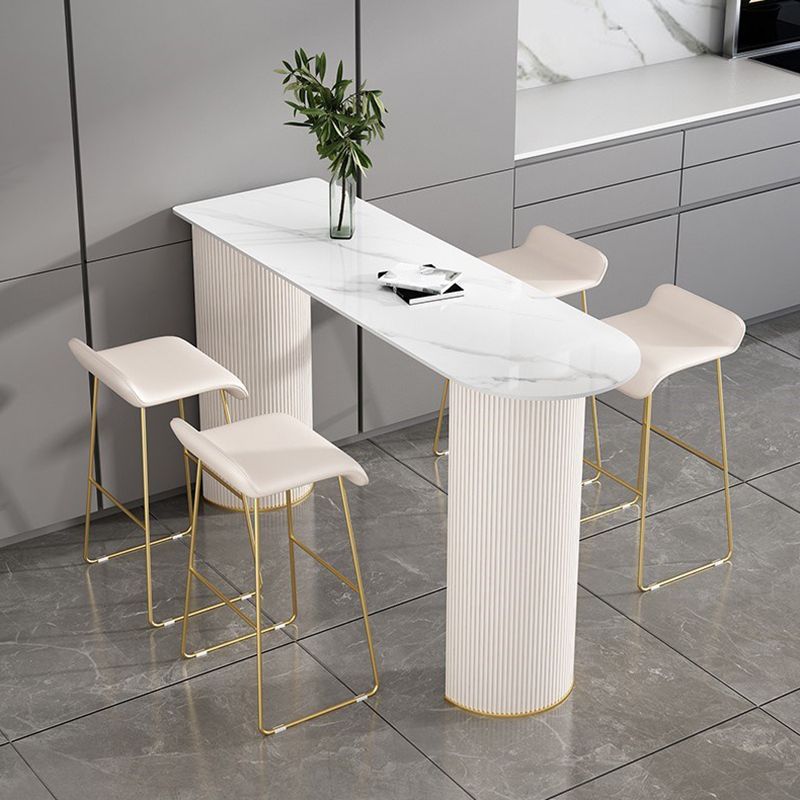 Modern 1/2/5 Pieces Bar Table Stone Counter Table with High Stools for Dining Room