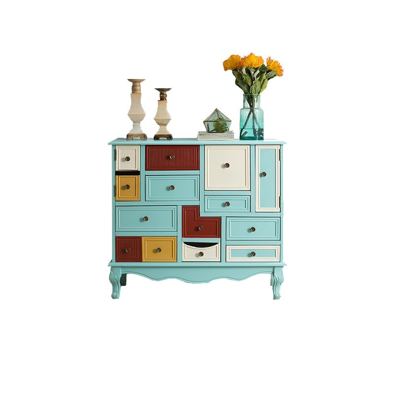 Industrial Painted Accent Cabinet with Drawers Solid Wood Chest