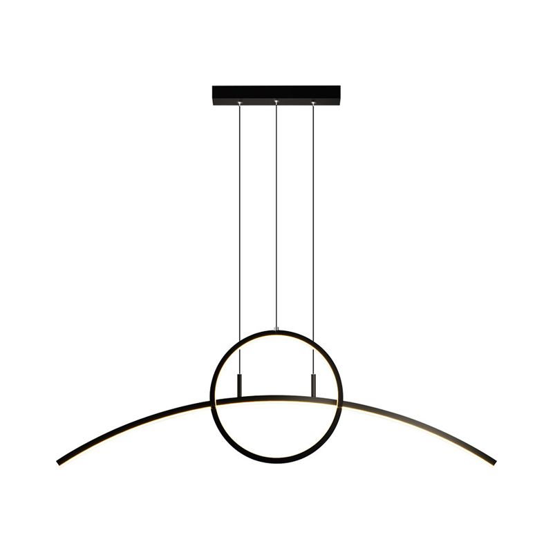 Lámpara de lámpara de lámpara de línea delgada simple Mesa de comedor de metal LED Lighting Lighting en negro/dorado, luz cálida/blanca