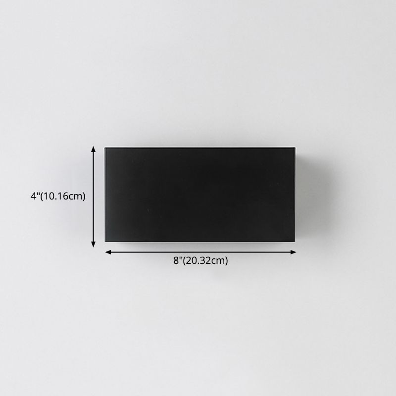 Black 4-Light LED Wall Lamp in Modern Simplicity Aluminium Rectangular Wall Light with Glass Shade