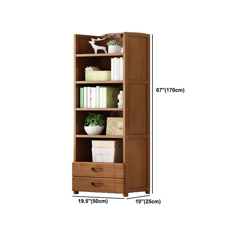 Contemporary Floor Closed Back Bookshelf Bamboo Home Shelf Bookcase