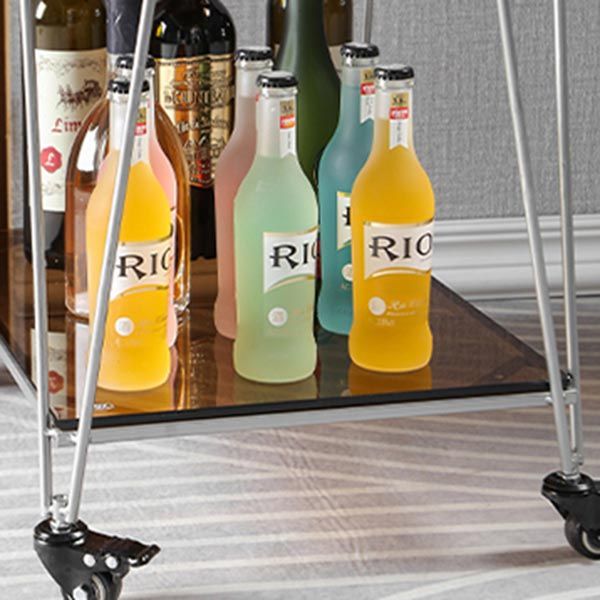 Contemporary 23.62"H Rolling Prep Table Rectangular Metal Prep Table for Dining Room