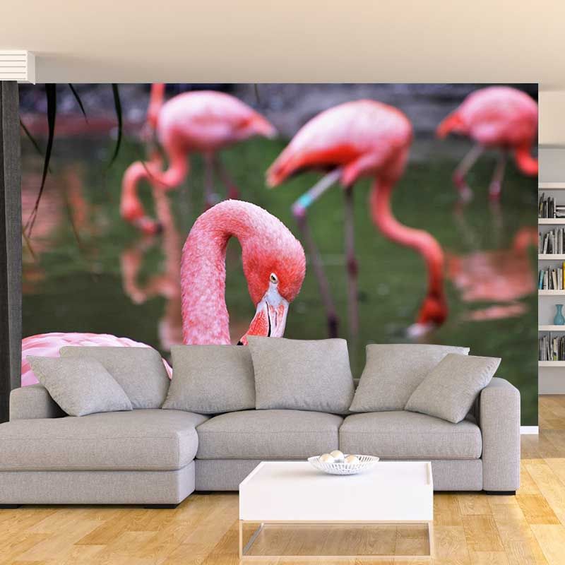 Full Size Flamingo Mural Wallpaper Stain Resistant for Home Wall Decor
