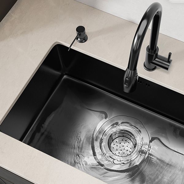 Rectangular Kitchen Sink Black Stainless Steel Single Bowl Top Mount Kitchen Sink