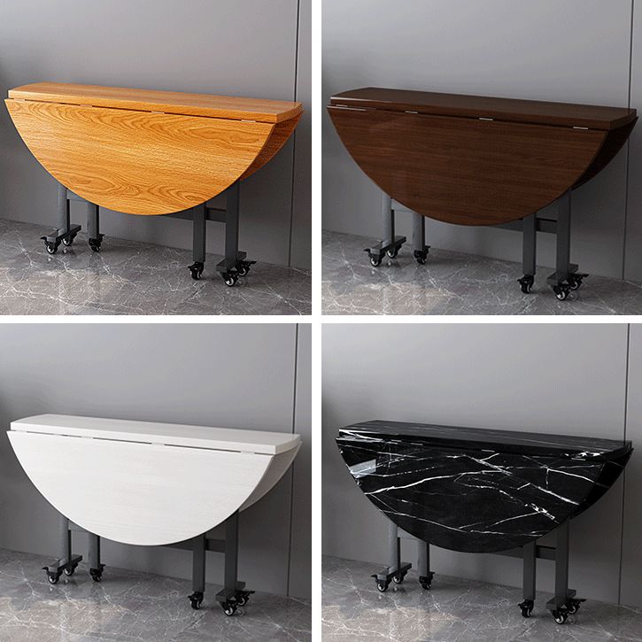 Modern Round Easy Folding Wooden Dining Table with Double Drop Leaf