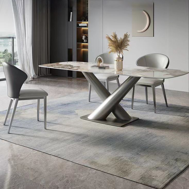 Designer Style 1/2/4/5/7 Pieces Dining Set Sintered Stone Dining Table with Leather Chairs