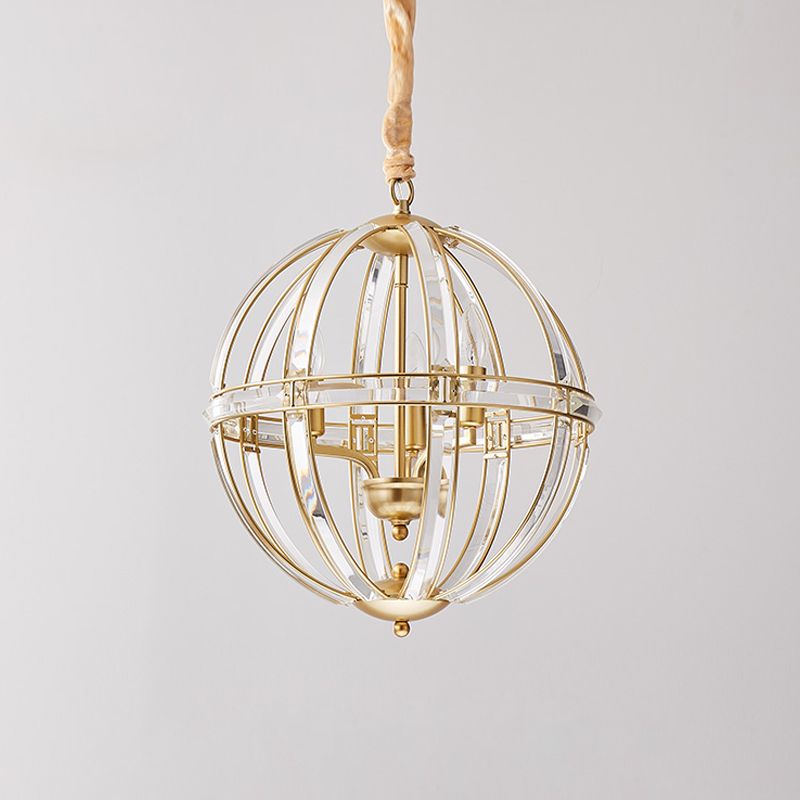 Modern Metal Crystal Ball Chandelier Light Multi Head Hanging Light for Restaurant