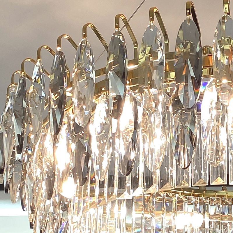 Contemporary Style Geometry Shape Chandelier Lights 6 Light Crystal Hanging Lights