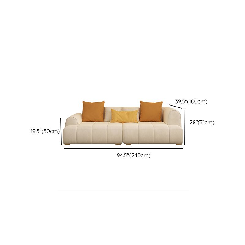 Scandinavian Fabric Stationary Sofa Recessed Arm Sofa with Pillows