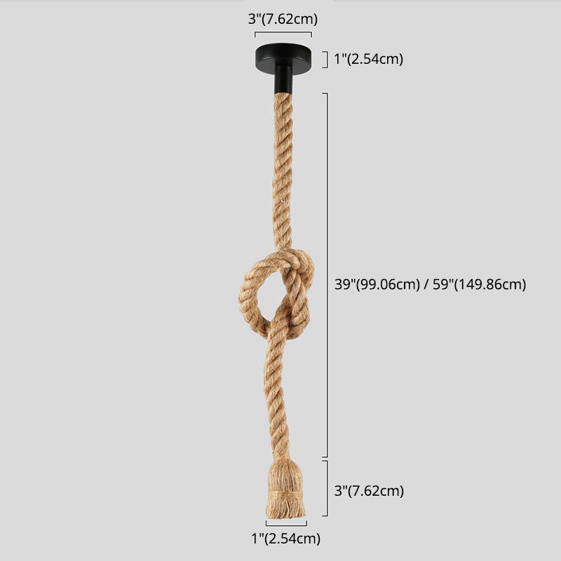 Vintage Bare Bulb Design Drop Lighting 1-Light Rope Pendant Light Fixture for Bar