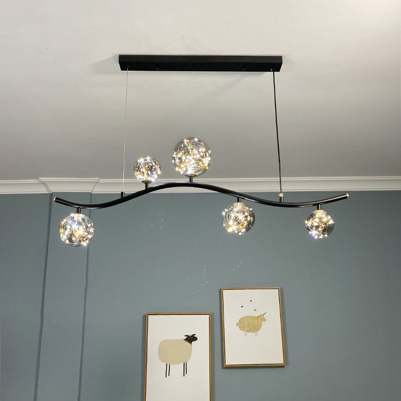 Globe Island Light Fixture Modern Pendant Lighting Metal 5 Light Island Lights