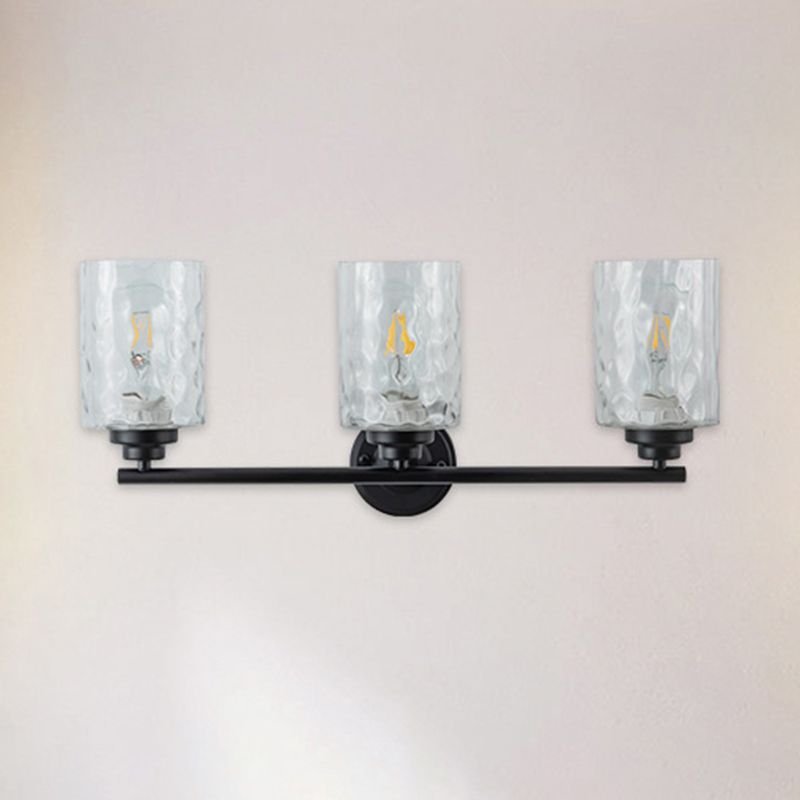 Industrial Metal Wall Light Black 3 Lights Wall Sconce with Glass for Living Room