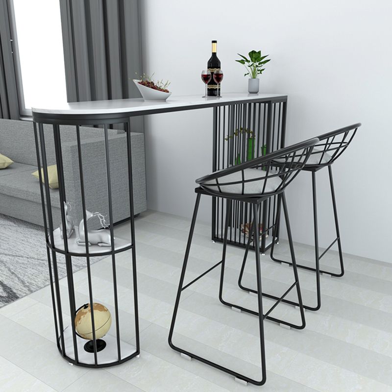 Rectangle Stone Bar Table Traditional Luxury Bar Dining Table with Sled Base